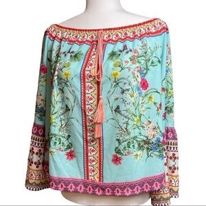 Umgee Off The Shoulder‎ Bell Sleeves Boho Floral Medium